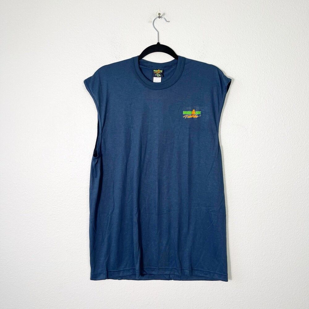 Ironman Triathlon Duofold Sleeveless Shirt Men’s Large Blue CoolMax Crewneck NEW